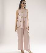 Pink embroidered cotton co ord set