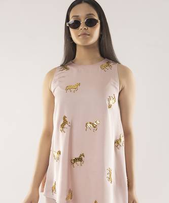 Pink embroidered cotton co ord set 2