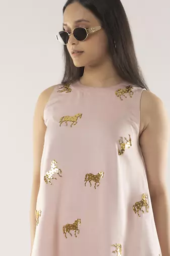 Pink embroidered cotton co ord set