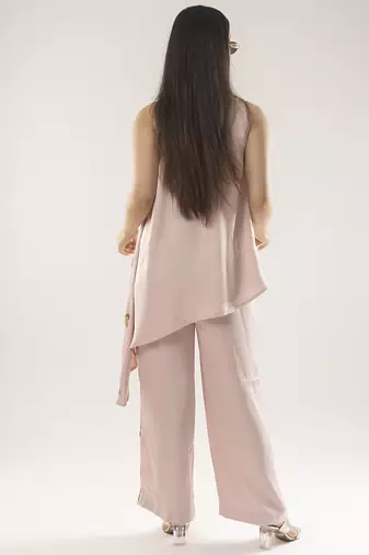Pink embroidered cotton co ord set