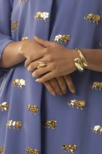 Blue embroidered crepe kurta set