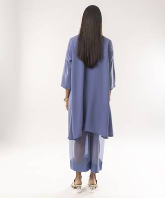 Blue embroidered crepe kurta set 3