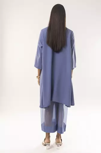 Blue embroidered crepe kurta set