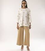 Ivory embroidered crepe co ord set