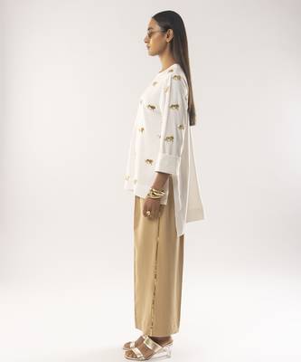 Ivory embroidered crepe co ord set 2