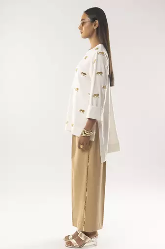 Ivory embroidered crepe co ord set