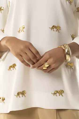 Ivory embroidered crepe co ord set
