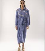 Blue embroidered crepe co ord set