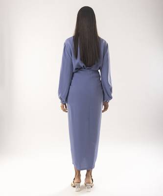 Blue embroidered crepe co ord set 2