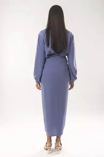 Blue embroidered crepe co ord set