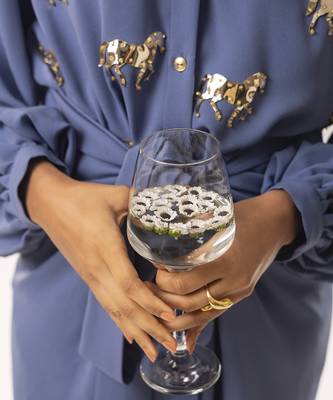 Blue embroidered crepe co ord set 4