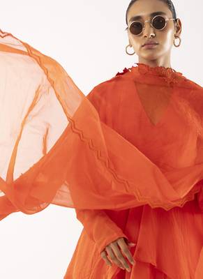 Orange plain viscose kurta set 5