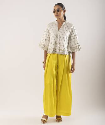 Ivory embroidered satin co ord set 1