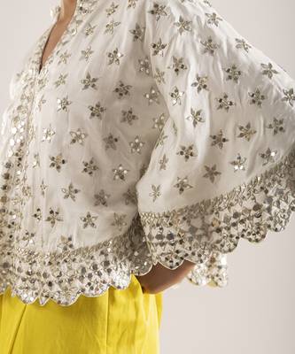 Ivory embroidered satin co ord set 3