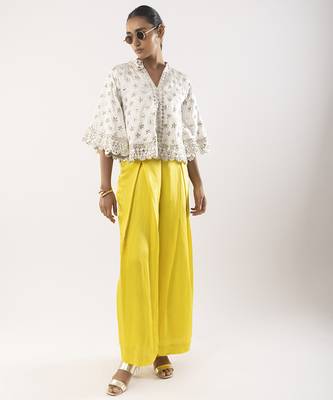 Ivory embroidered satin co ord set 4