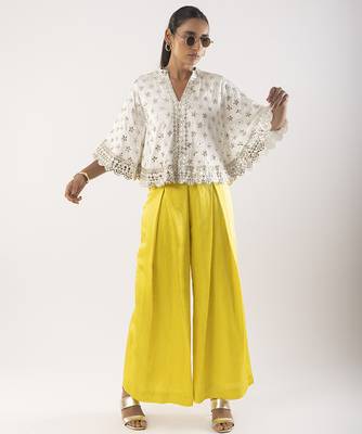 Ivory embroidered satin co ord set 5