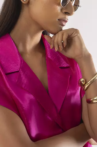 Pink plain satin co ord set