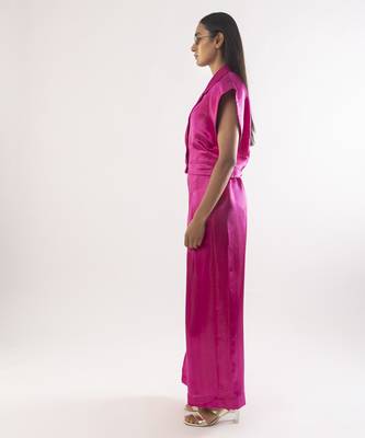 Pink plain satin co ord set 5