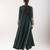 Green embroidered satin kurta set
