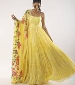 Yellow embroidered viscose anarkali