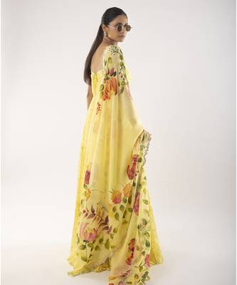 Yellow embroidered viscose anarkali 3