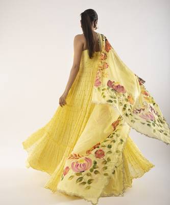 Yellow embroidered viscose anarkali 4