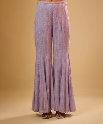 Purple floral embroidered net sharara 4