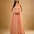 Peach floral embroidered georgette anarkali