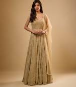 Gold sequin embroidered georgette anarkali
