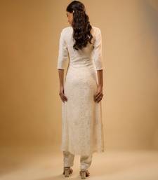Ivory sequin embroidered georgette kurta Set