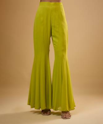 Green floral embroidered georgette sharara 2