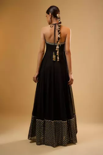 Black embroidered georgette anarkali