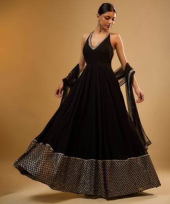 Black embroidered georgette anarkali 3