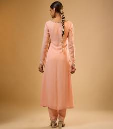 Peach embroidered georgette kurta Set