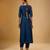 Blue floral embroidered dupion silk kurta Set