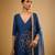 Blue floral embroidered dupion silk kurta Set