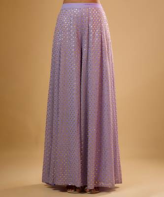 Purple embroidered georgette sharara 3