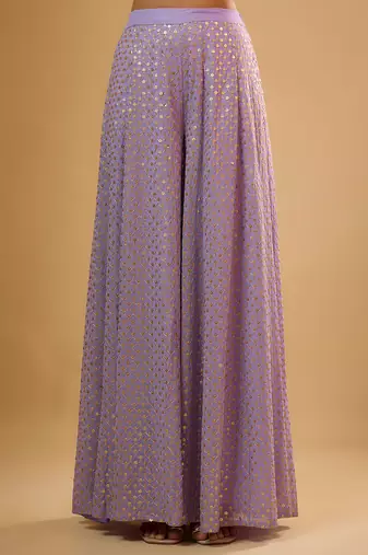 Purple embroidered georgette sharara