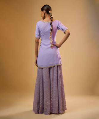 Purple embroidered georgette sharara 4