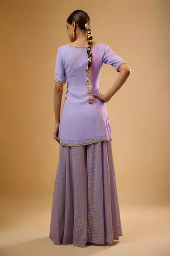Purple embroidered georgette sharara