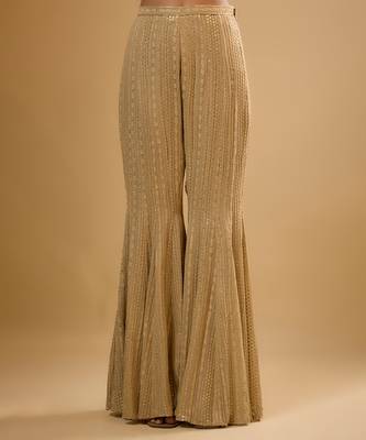 Gold floral embroidered net sharara 4