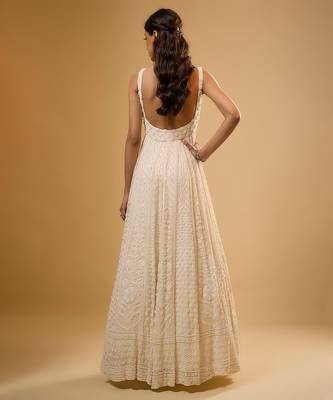 Ivory floral embroidered georgette anarkali 2