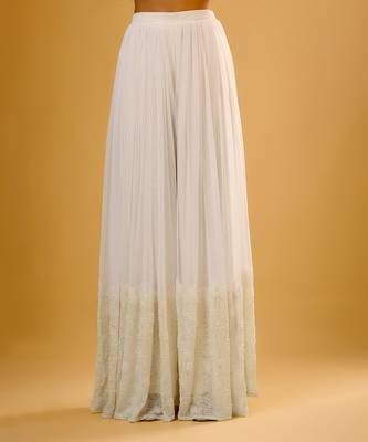 Ivory floral embroidered georgette sharara 4