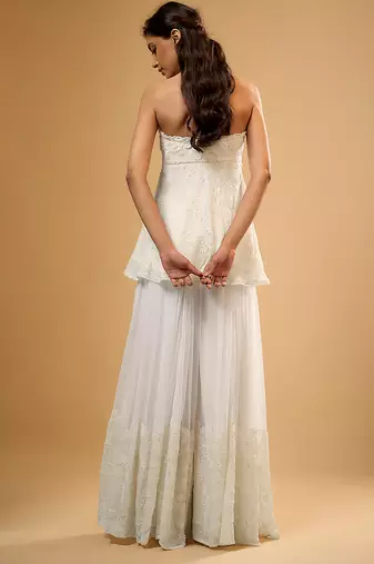 Ivory floral embroidered georgette sharara