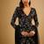 Black floral embroidered georgette sharara