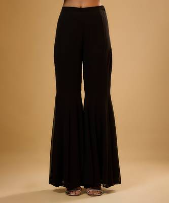 Black floral embroidered georgette sharara 3