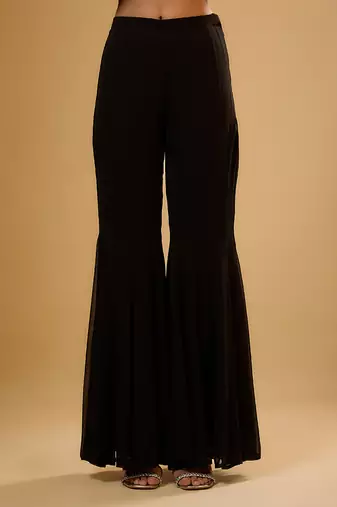 Black floral embroidered georgette sharara