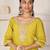 Elegant mustard ethnic set with digital muslin dupatta