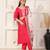 Elegant rani pink ethnic set with digital muslin dupatta