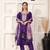Dark purple chanderi suit with embroidery and organza dupatta